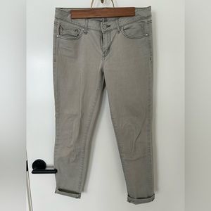 Khaki green skinny crop jeans